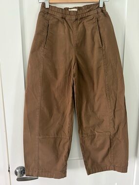 Anthropologie Pilcro Izzie relaxed pull-on barrel pant • tan brown • XXS